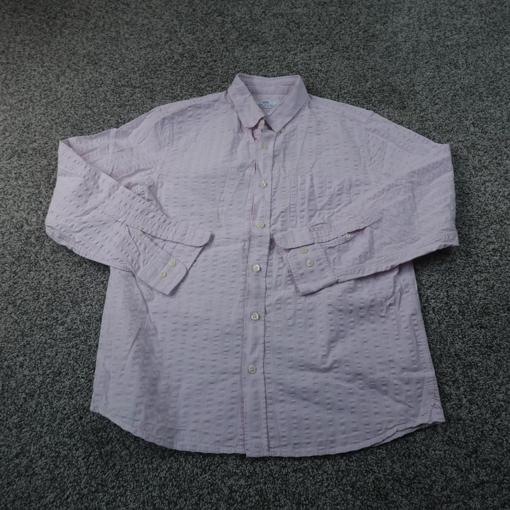 Peter Manning Shirt Mens 2XL Pink Seersucker Button Up Long Sleeve Preppy Casual
